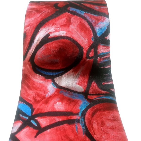 Vintage Ketch Classic Men's Tie Abstract Print Red Black Blue Polyester 57"Long - Picture 2 of 12